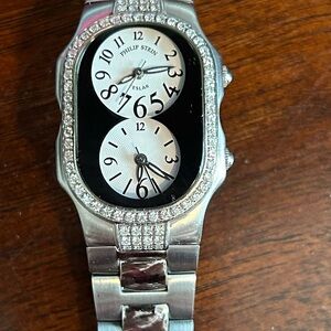 Philip Stein Teslar Dual Dial Watch with Diamond Details